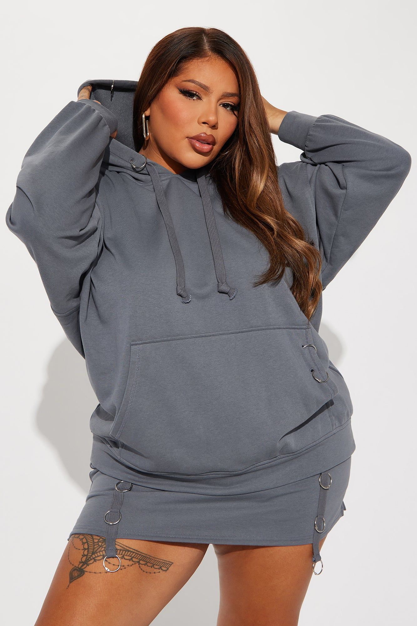 Meeks Fleece Skirt Set - Grey sold by Fashion Nova product image thumbnail 5