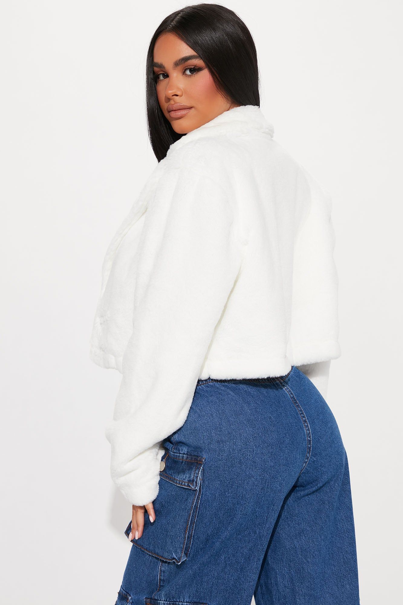 Sofiya Cropped Fur Coat - Ivory sold by Fashion Nova product image thumbnail 3