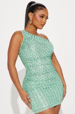 Marina Pearl Mini Dress - Mint sold by Fashion Nova