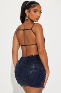 Emily Sequin Mini Dress - Navy sold by Fashion Nova