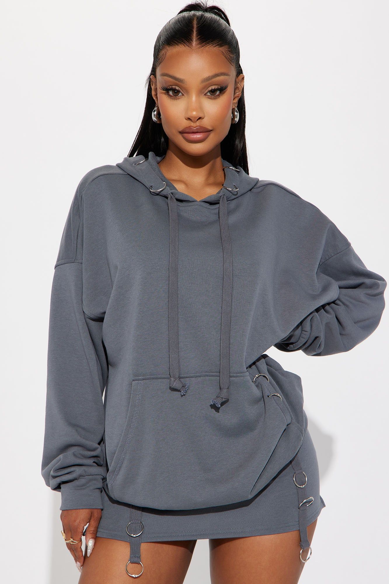 Meeks Fleece Skirt Set - Grey sold by Fashion Nova product image thumbnail 2