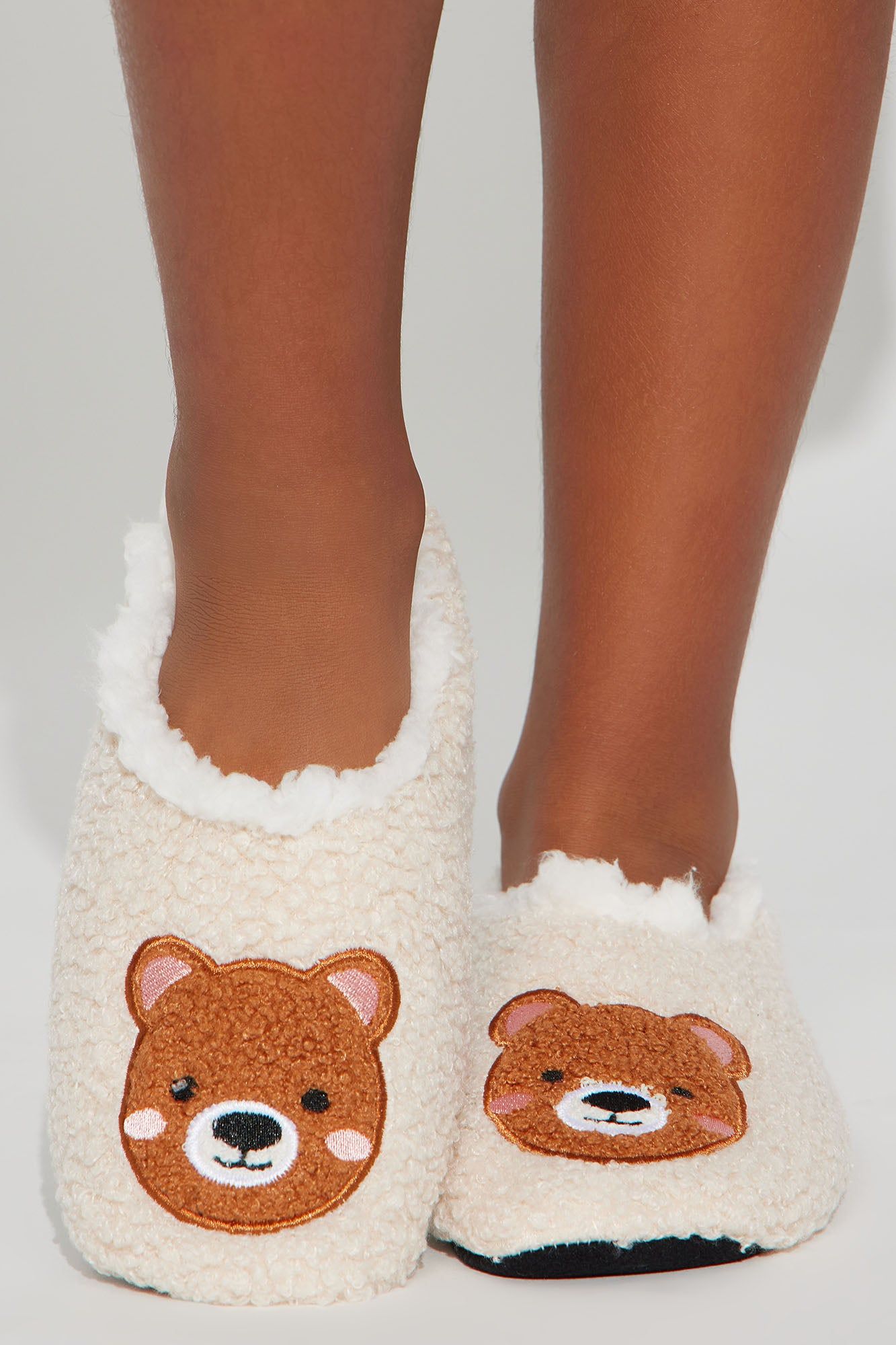 Mini Icon Fuzzy Babba Slippers - Khaki sold by Fashion Nova