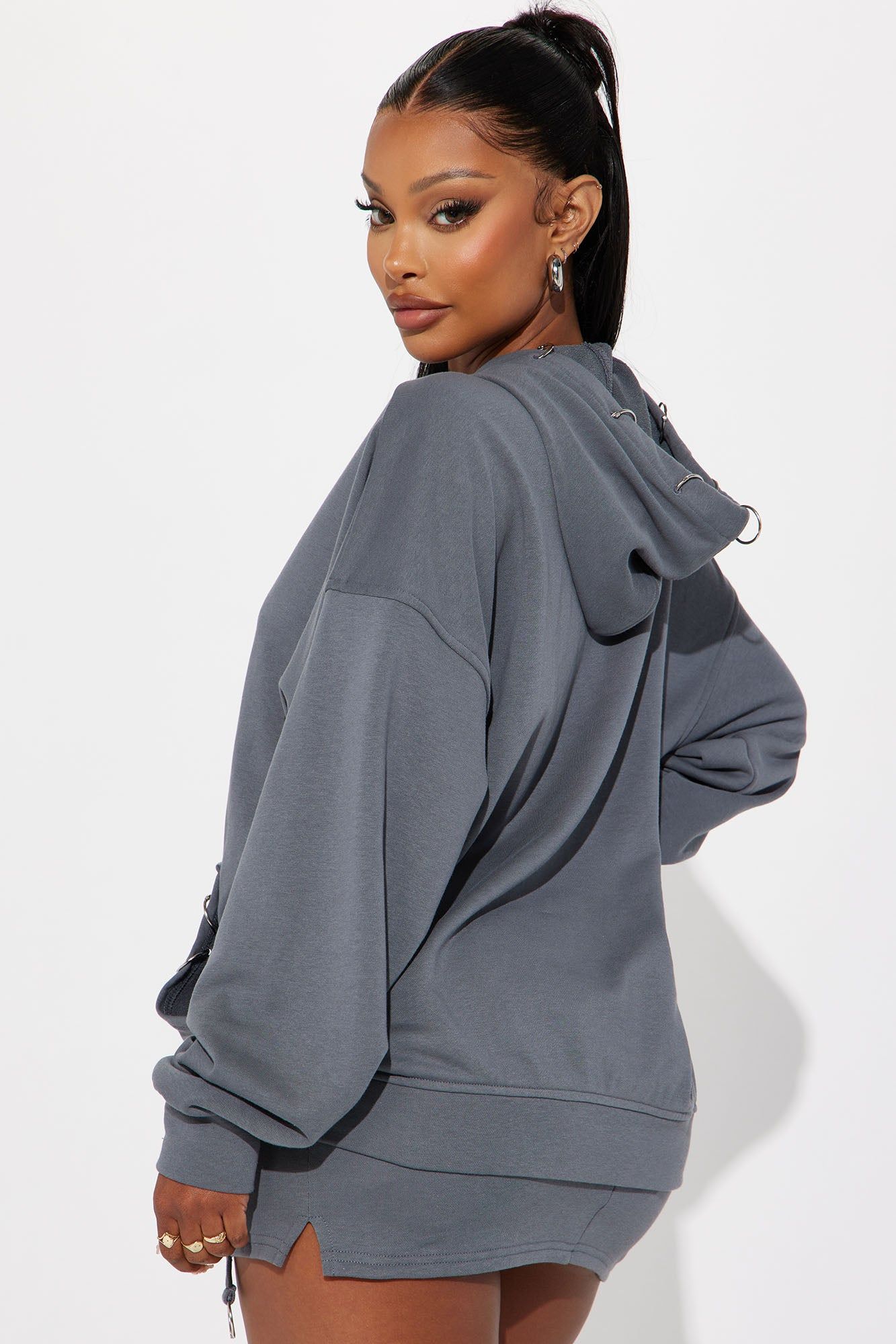 Meeks Fleece Skirt Set - Grey sold by Fashion Nova product image thumbnail 3