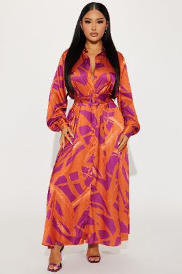 A Night In Santorini Maxi Dress - Rust/combo sold by Fashion Nova