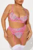 Siren Lust Embroidered 3 Piece Garter Set - Pink/combo sold by Fashion Nova