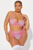 Siren Lust Embroidered 3 Piece Garter Set - Pink/combo sold by Fashion Nova