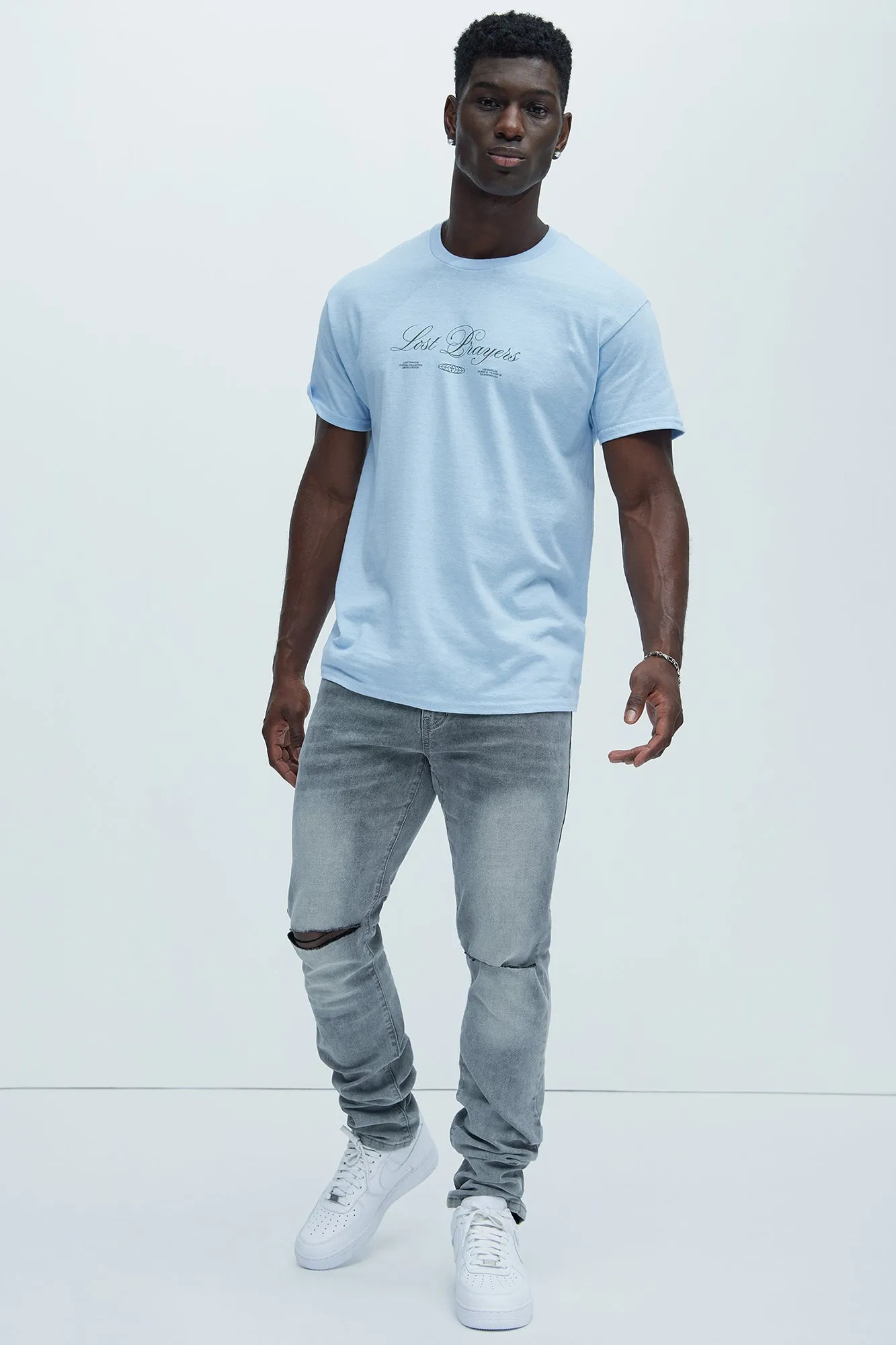 Lost Prayers Repent Short Sleeve Tee - Light Blue sold by Fashion Nova product image thumbnail 3