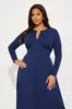 Charolette Long Sleeve Midi Dress - Navy sold by Fashion Nova