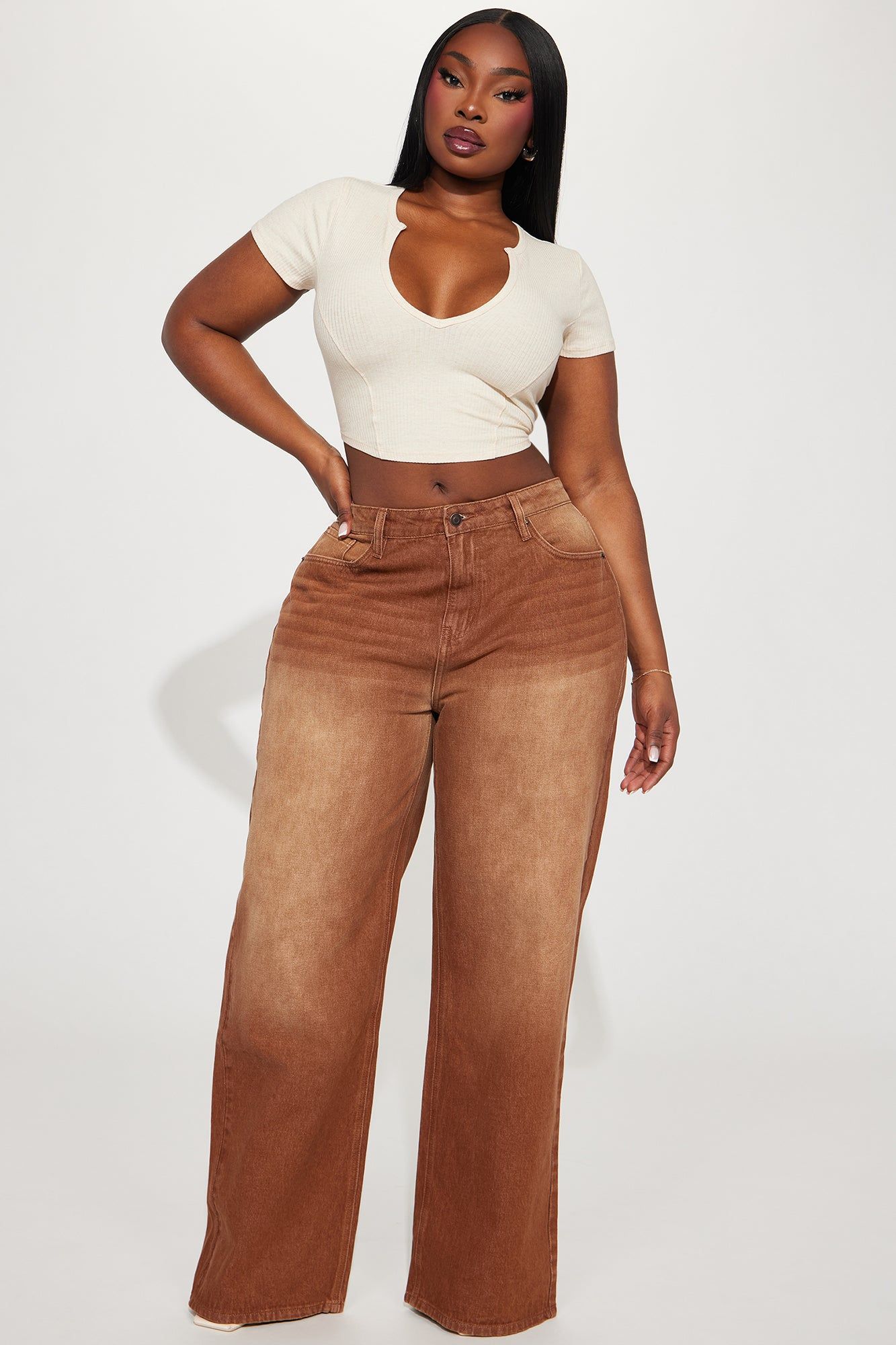 Amber Tinted 90's Baggy Jeans - Brown sold by Fashion Nova product image thumbnail 4