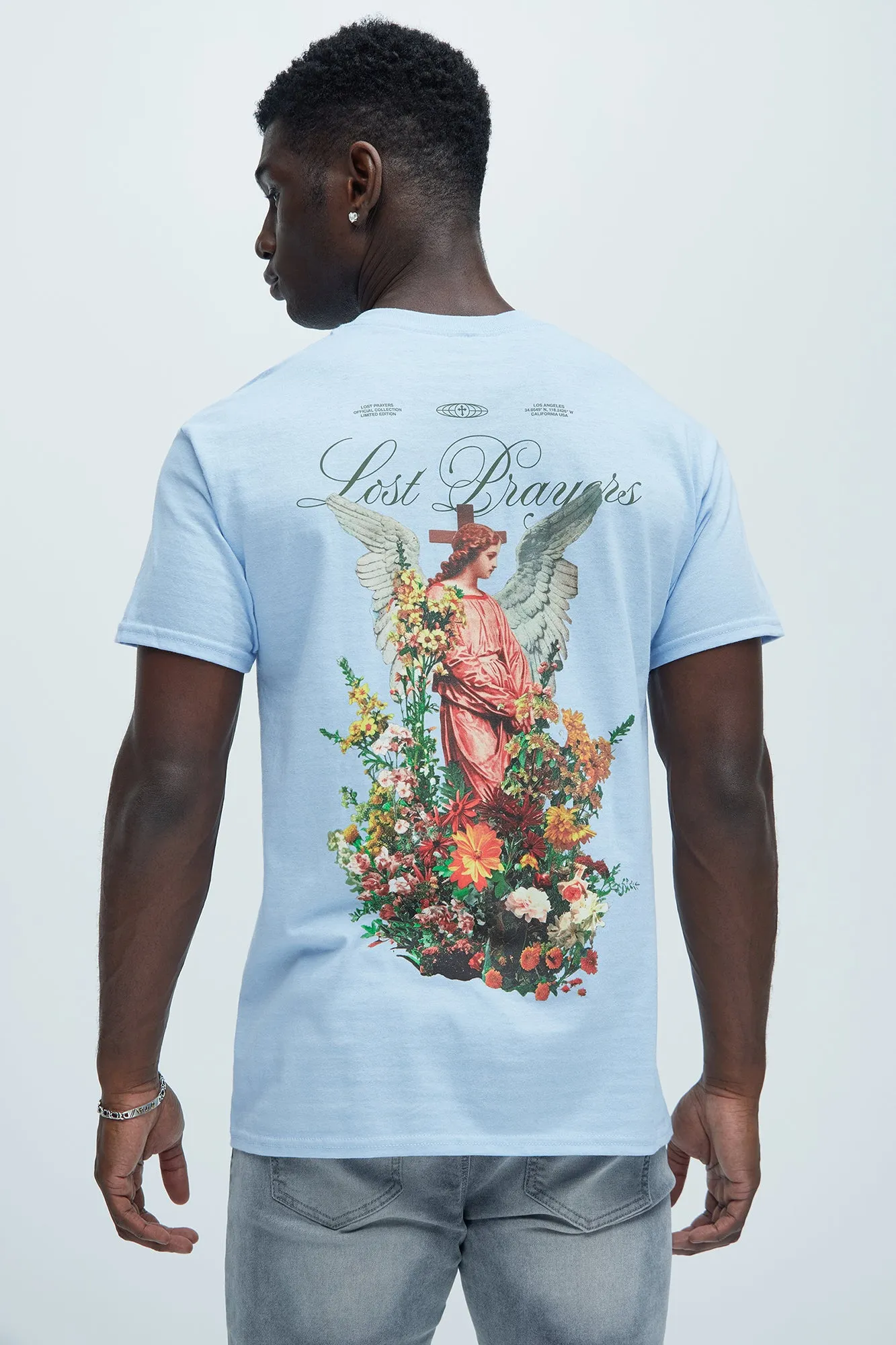 Lost Prayers Repent Short Sleeve Tee - Light Blue sold by Fashion Nova