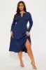 Charolette Long Sleeve Midi Dress - Navy sold by Fashion Nova