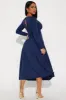 Charolette Long Sleeve Midi Dress - Navy sold by Fashion Nova
