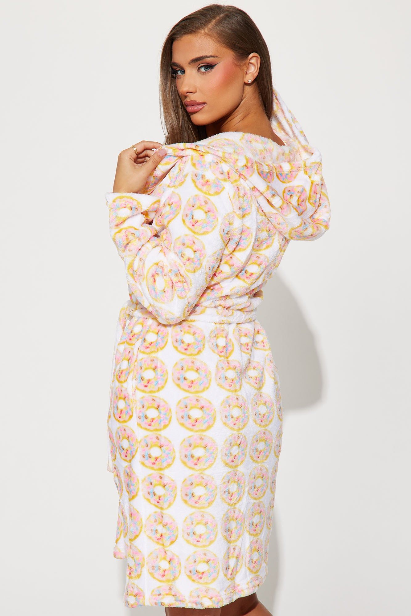 Donut Kill My Vibe Plush PJ Robe - Pink/combo sold by Fashion Nova product image thumbnail 3