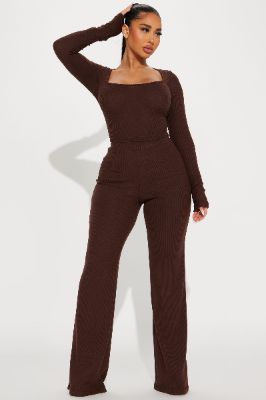 Cute N Cozy Pant Set - Chocolate sold by Fashion Nova