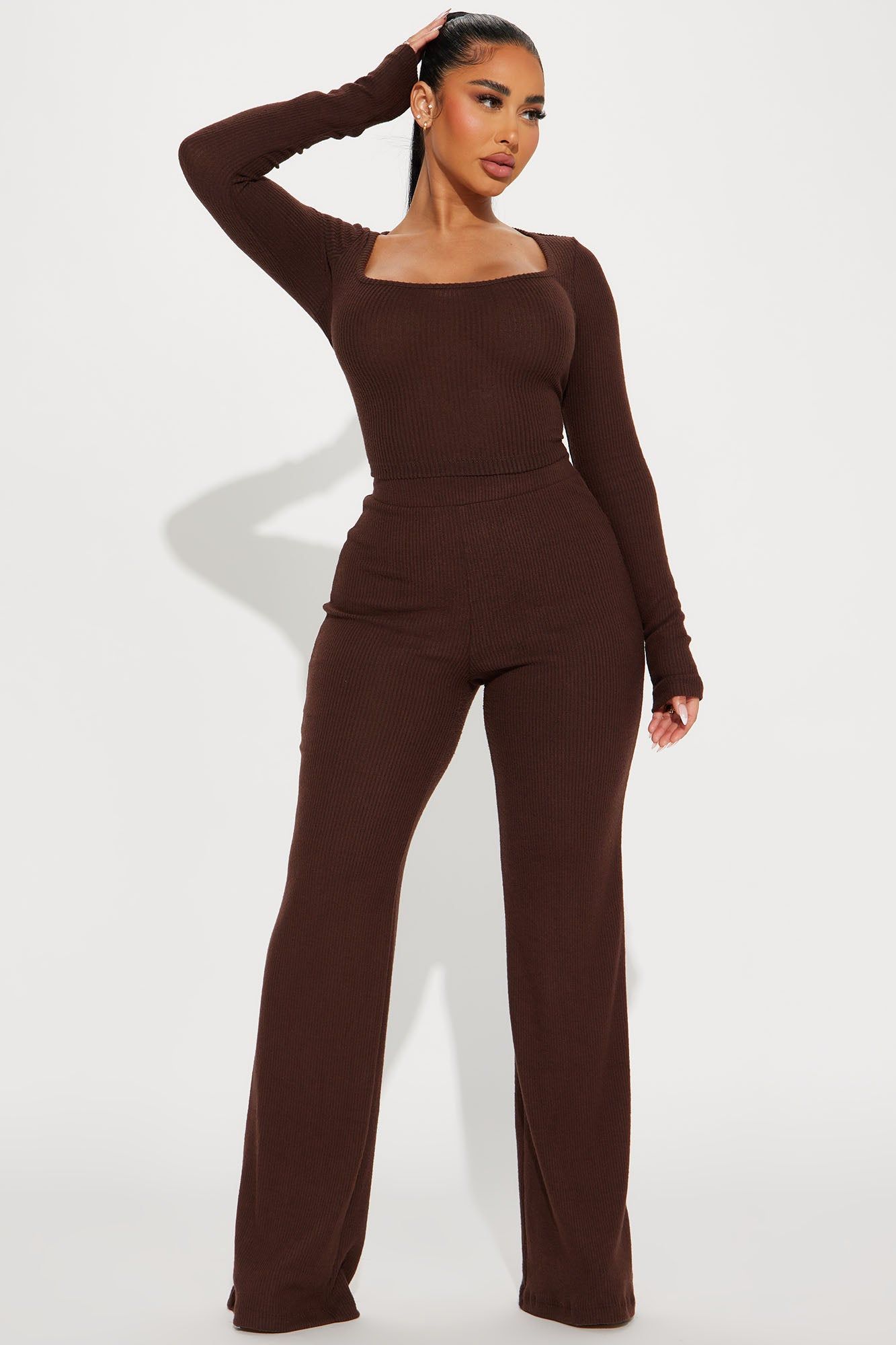 Cute N Cozy Pant Set - Chocolate sold by Fashion Nova