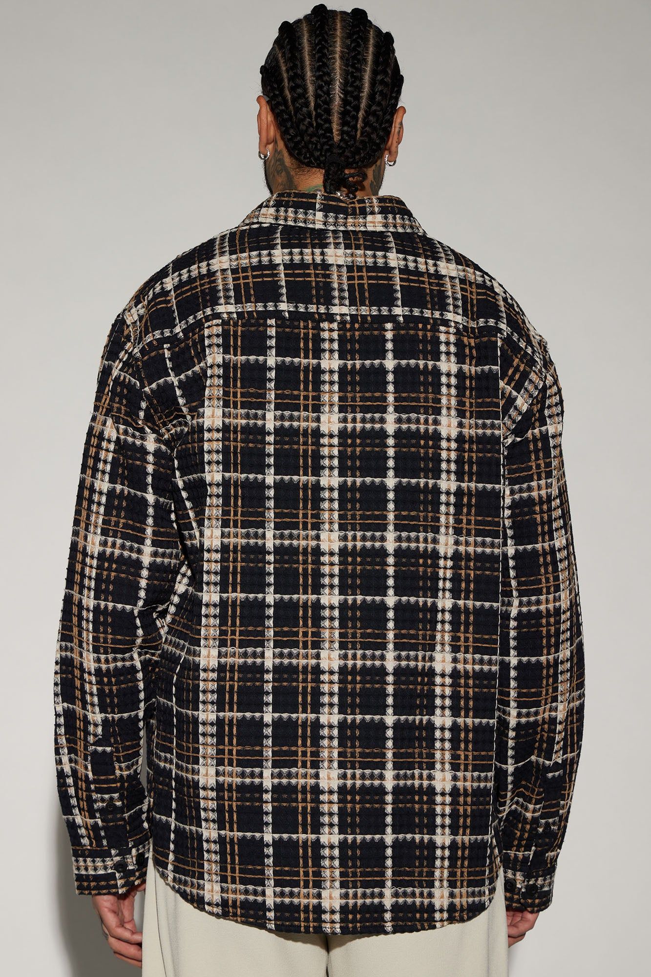 Take You On A Ride Textured Button Up Shirt - Black/combo sold by Fashion Nova product image thumbnail 3