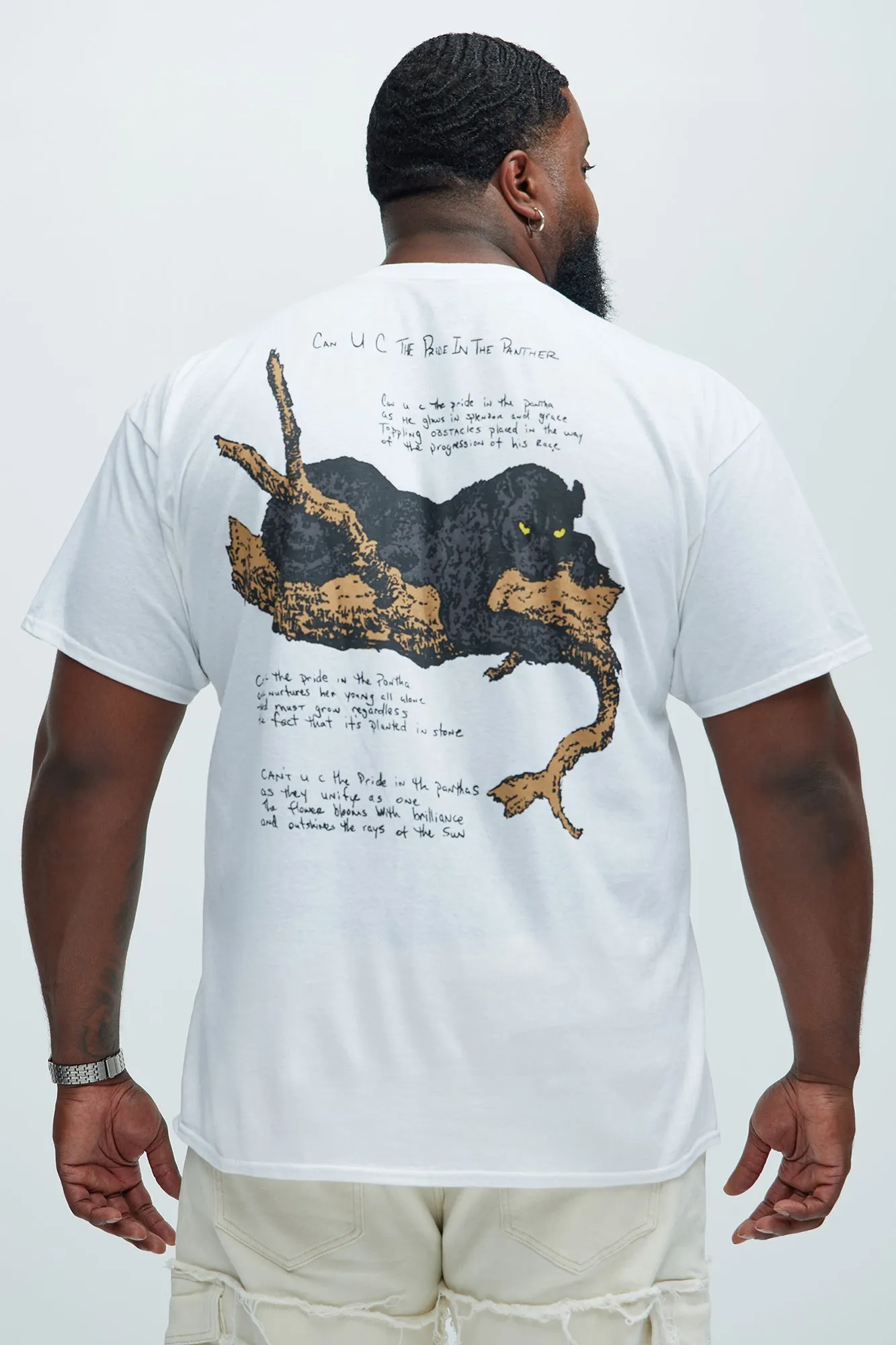 Tupac Panther Power Short Sleeve Tee - White sold by Fashion Nova product image thumbnail 5