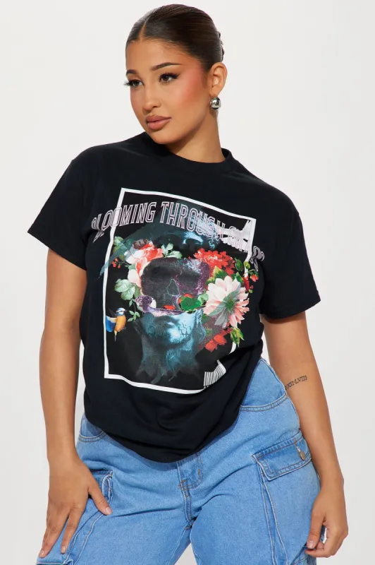 Bloom Through Chaos Graphic Tee - Black sold by Fashion Nova