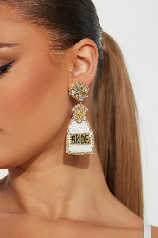 Cheers To The Bride Earrings - White sold by Fashion Nova