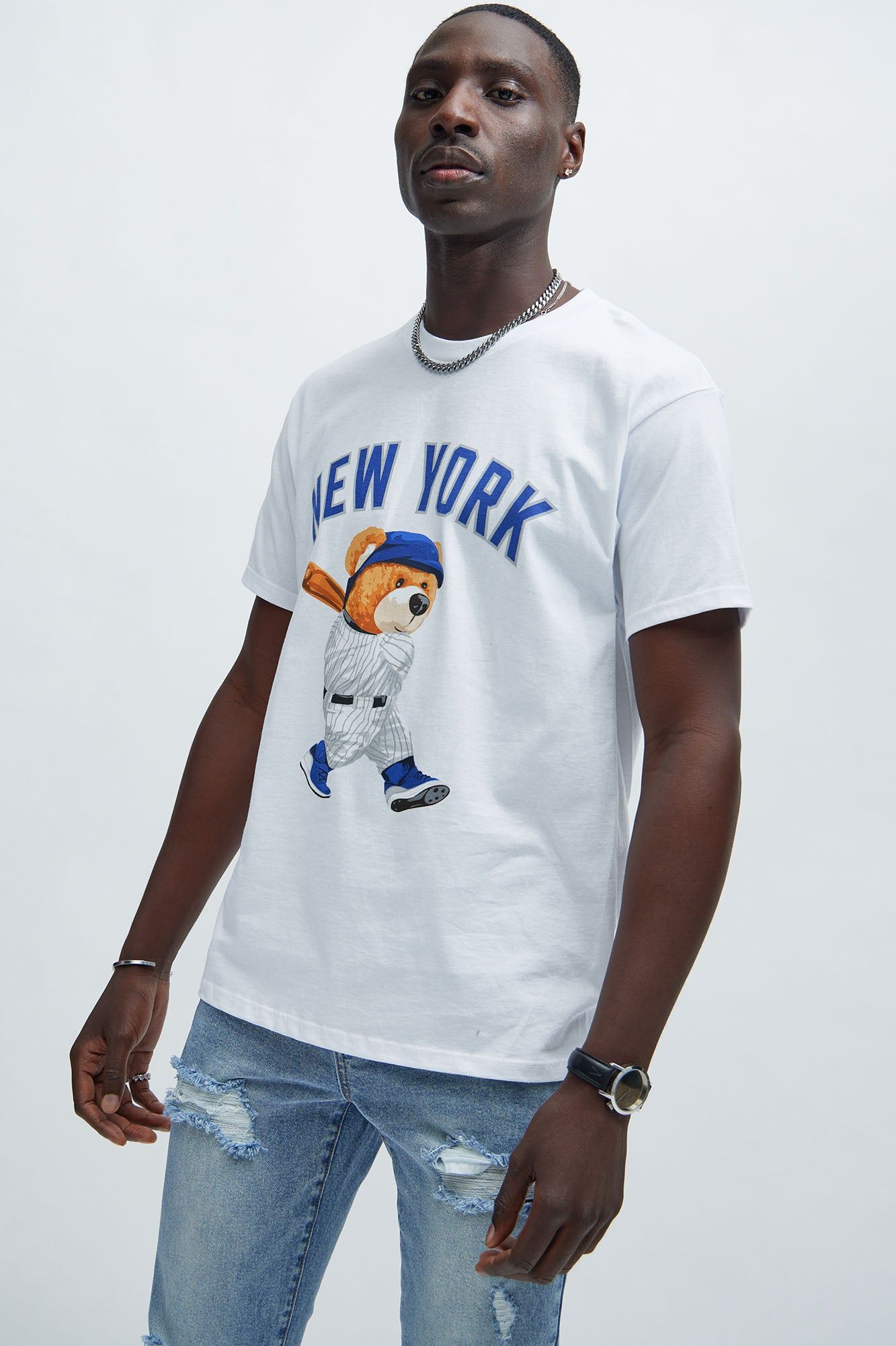 NY Bear Short Sleeve Tee - White sold by Fashion Nova