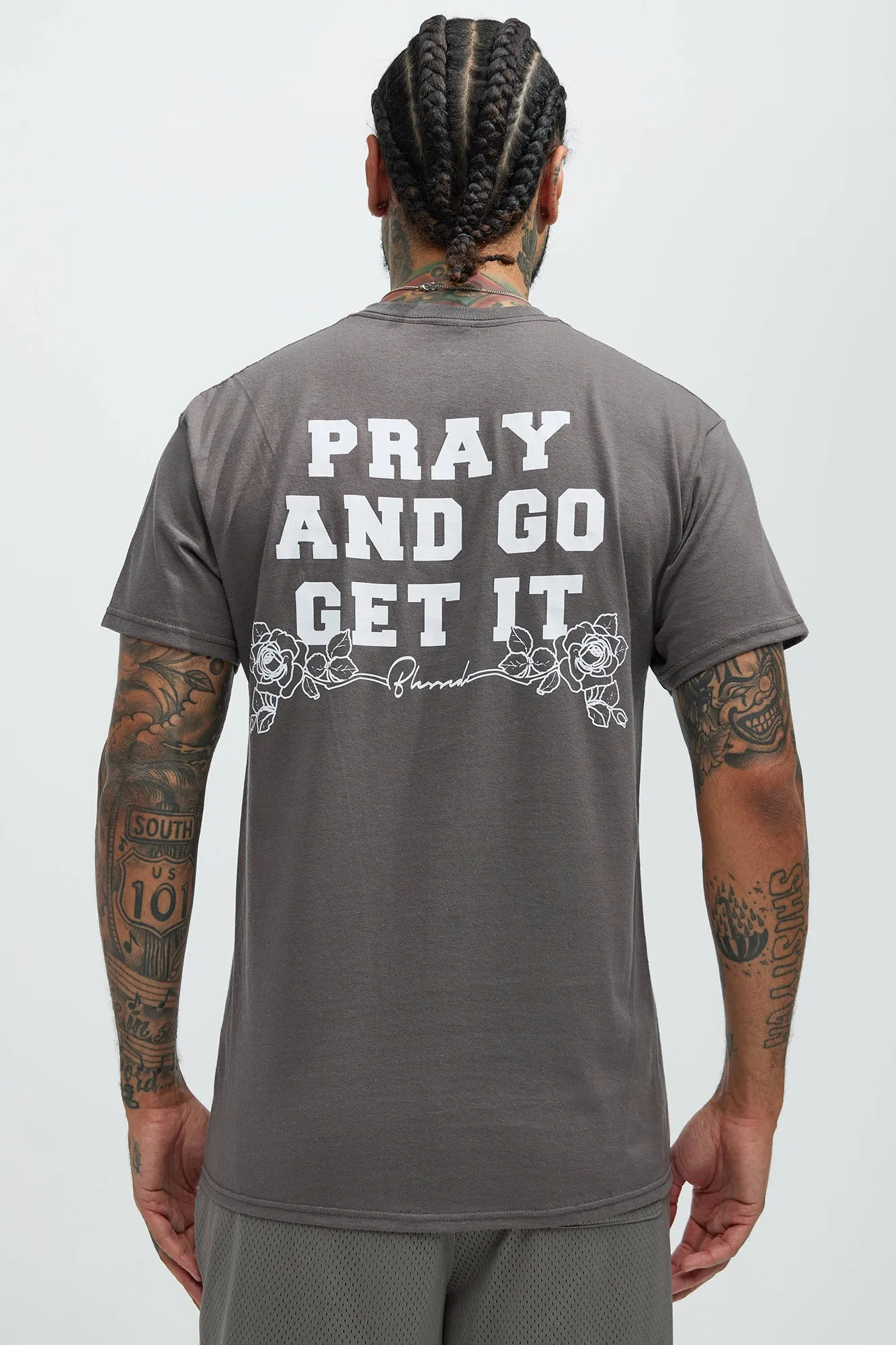 Pray And Go Get It Short Sleeve Tee - Charcoal sold by Fashion Nova product image thumbnail 4