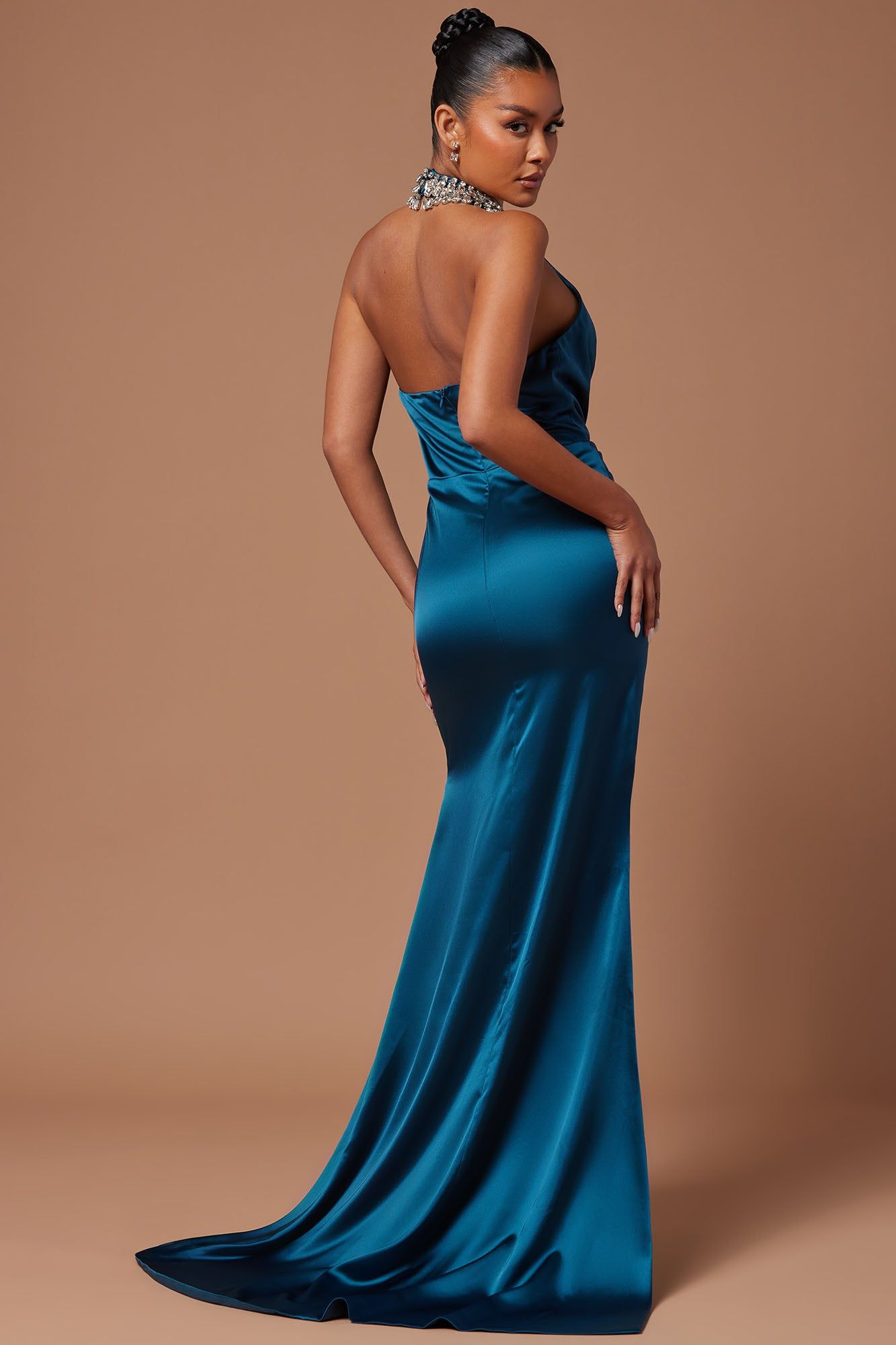 Serena Satin Embellished Gown - Teal sold by Fashion Nova product image thumbnail 3