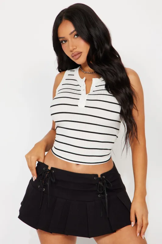 Clara Striped Tank Top - White/Black sold by Fashion Nova