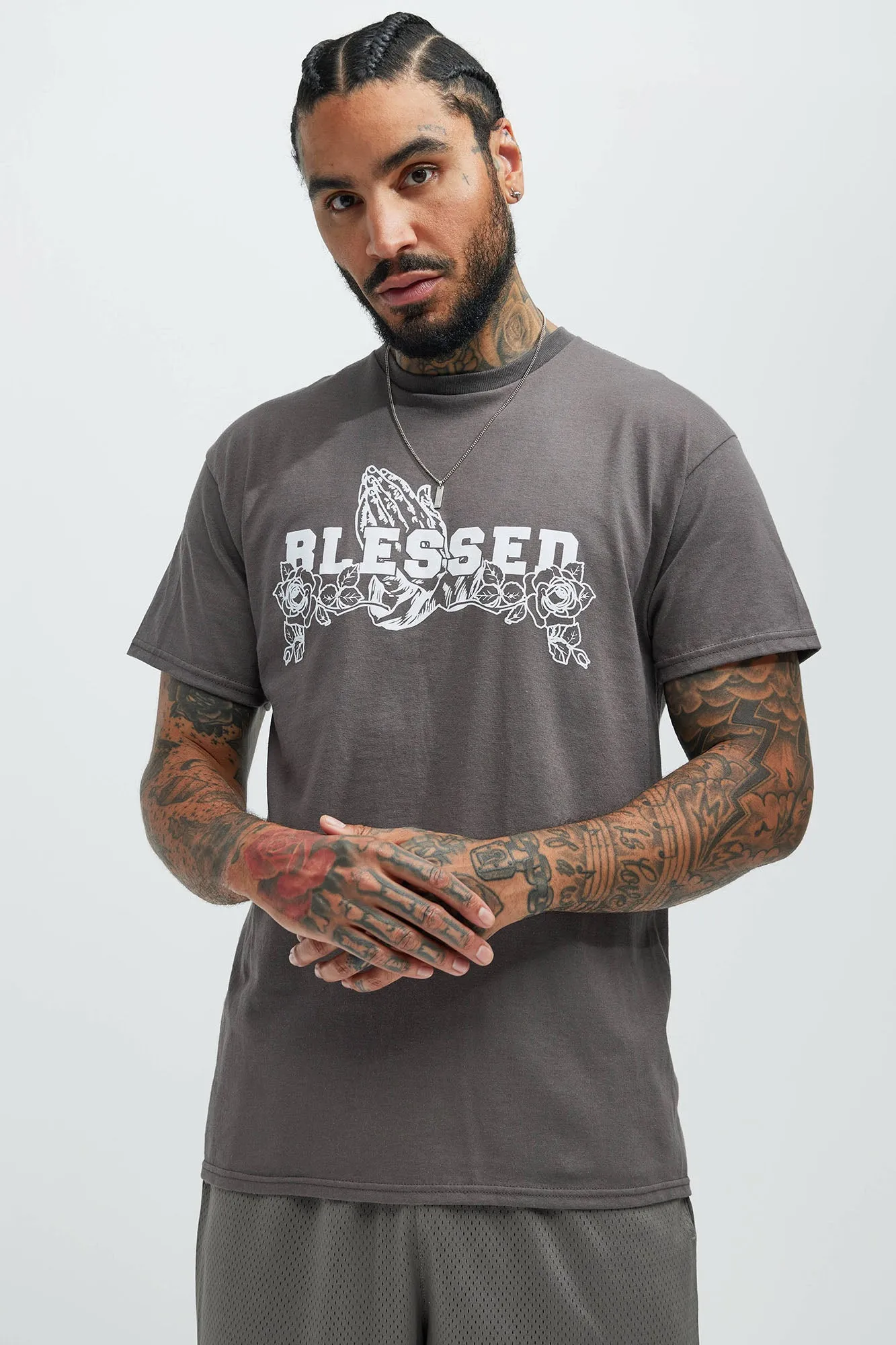 Pray And Go Get It Short Sleeve Tee - Charcoal sold by Fashion Nova