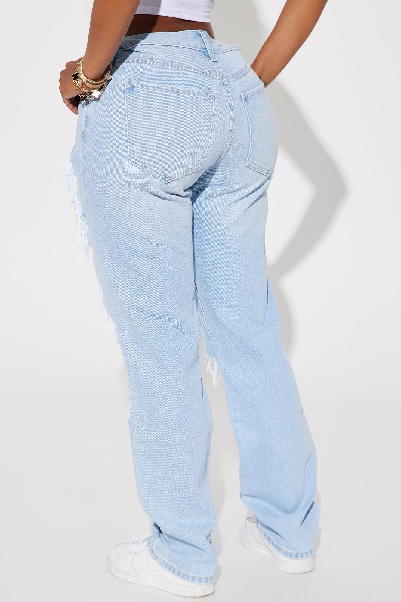 Perfect Fit Waistband Ripped Straight Leg Jean - Light Wash sold by Fashion Nova product image thumbnail 3