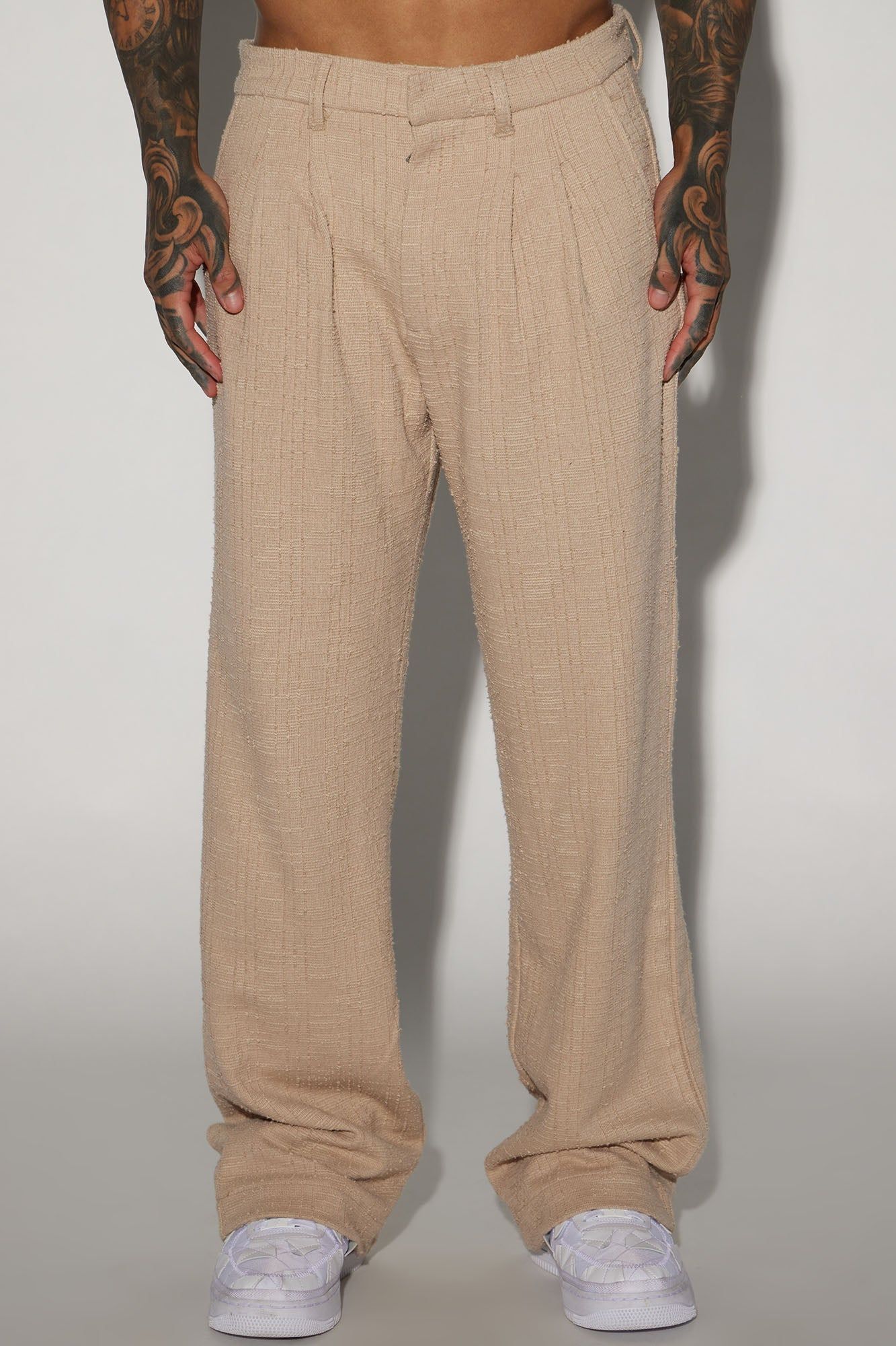 Jordan Textured Pleated Loose Trousers - Tan sold by Fashion Nova product image thumbnail 3