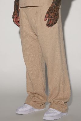 Jordan Textured Pleated Loose Trousers - Tan sold by Fashion Nova