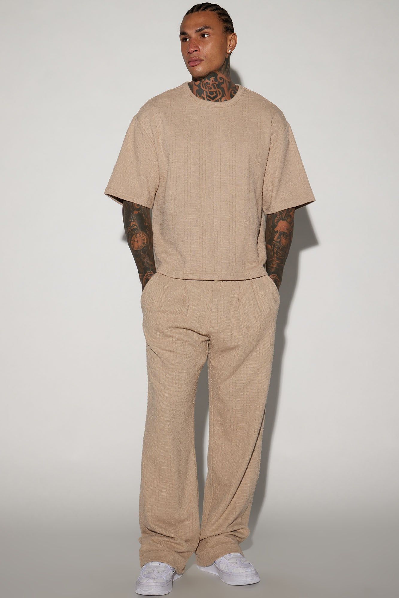 Jordan Textured Pleated Loose Trousers - Tan sold by Fashion Nova product image thumbnail 2