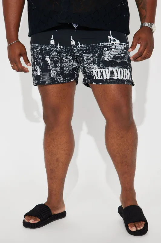 NY State Of Mind Swim Trunk - Black sold by Fashion Nova