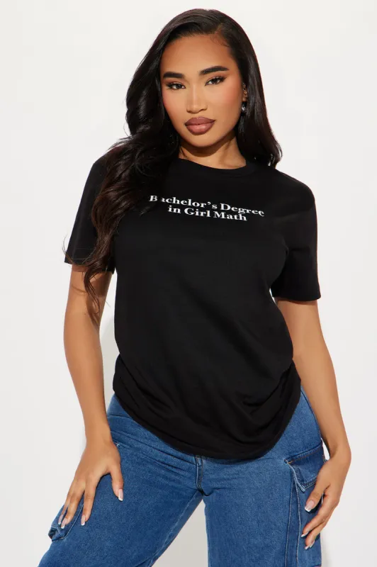 Bachelor's Degree In Girl Math Tee - Black sold by Fashion Nova