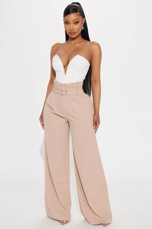 When You're Ready Belted Trouser - Taupe sold by Fashion Nova