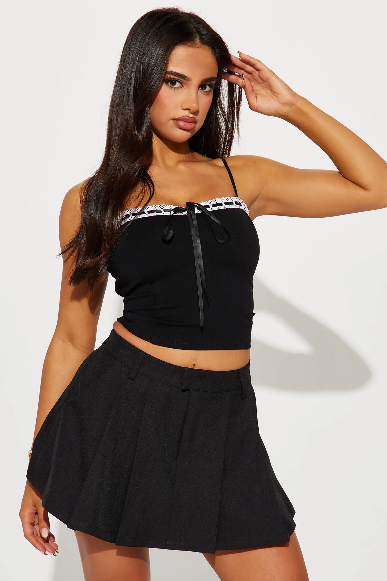 Charlette Bow Cami Top - Black sold by Fashion Nova