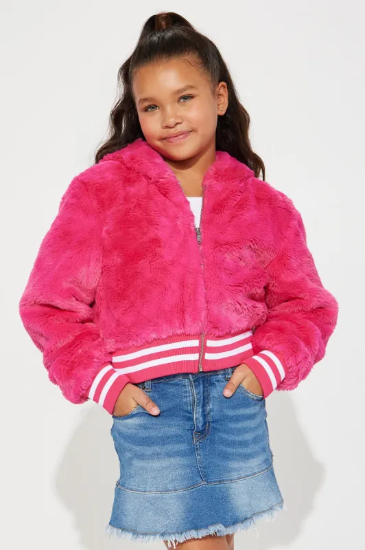 Mini Ready Anything Faux Fur Jacket - Pink sold by Fashion Nova