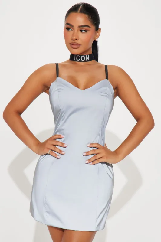 Iconic Reflective Mini Dress Set - Silver sold by Fashion Nova