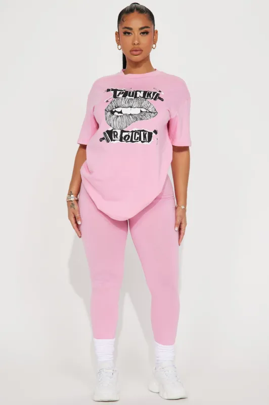 Rock N Roll Talk Legging Set - Pink sold by Fashion Nova