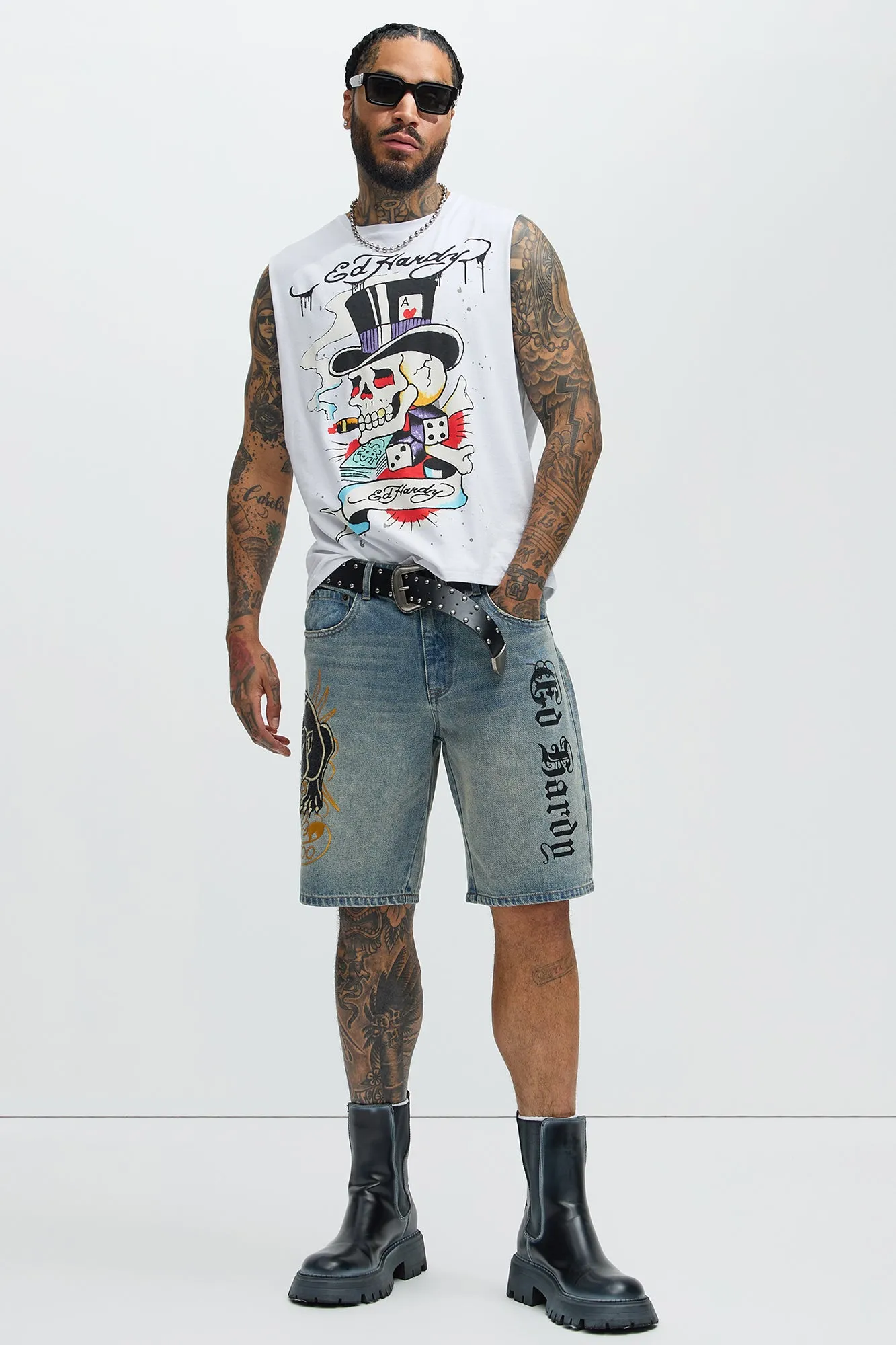Ed Hardy Skull Top Hat Muscle Tee - White sold by Fashion Nova product image thumbnail 2