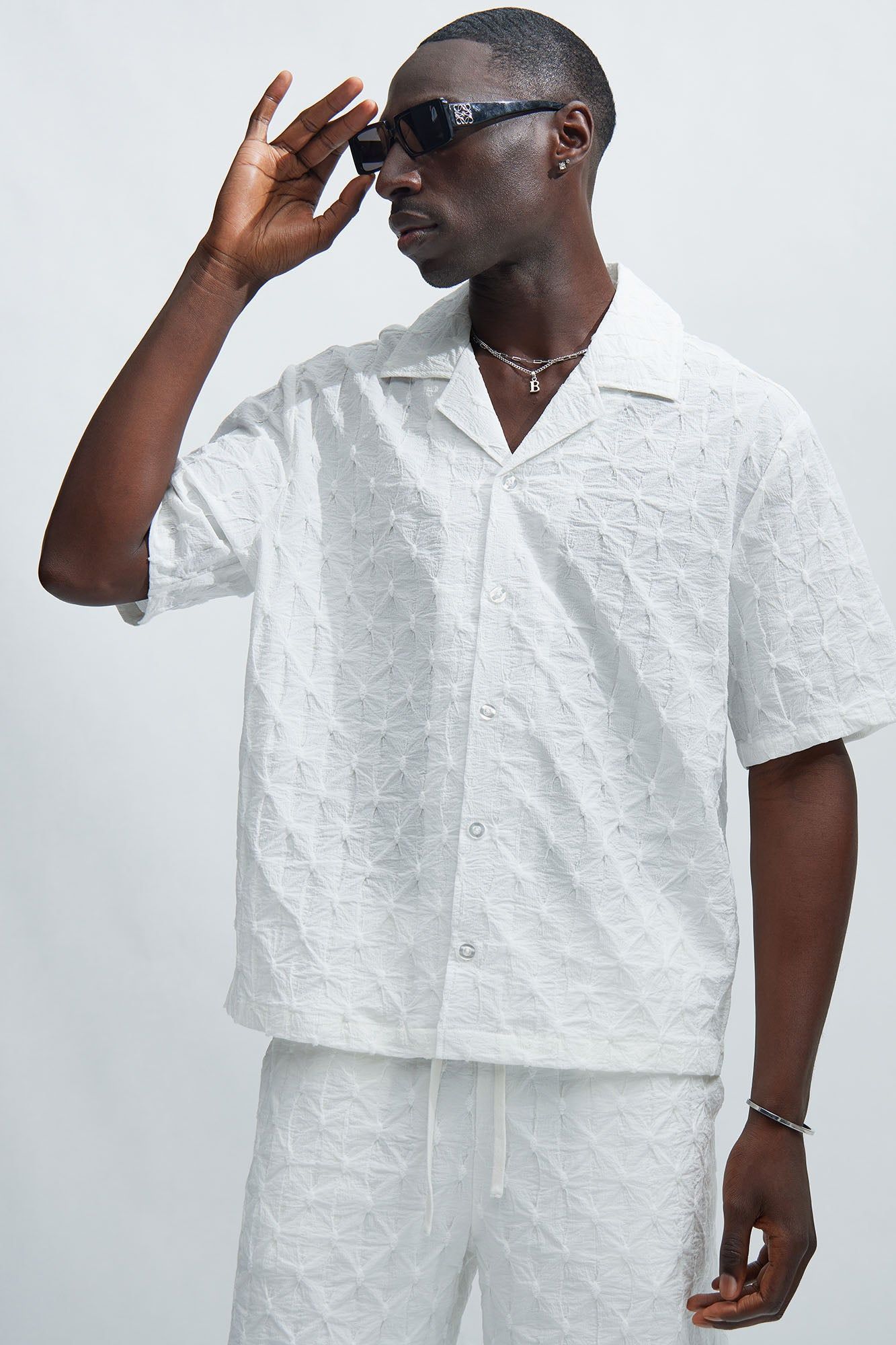 Atticus Textured Shirt - White sold by Fashion Nova