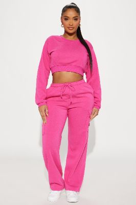 Casually Cute Cargo Pant Set - Hot Pink sold by Fashion Nova