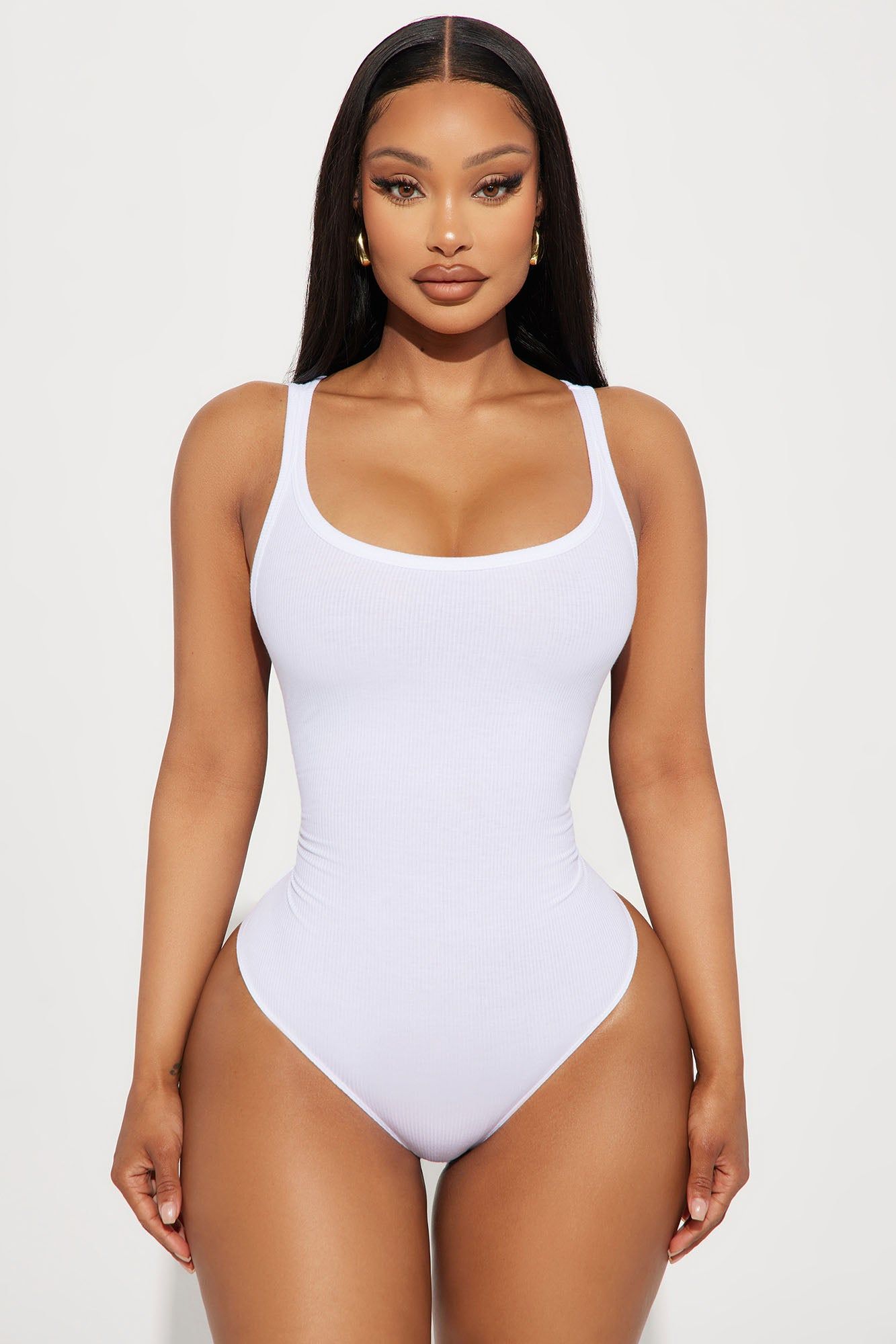 Desiree Scoop Neck Bodysuit - White sold by Fashion Nova