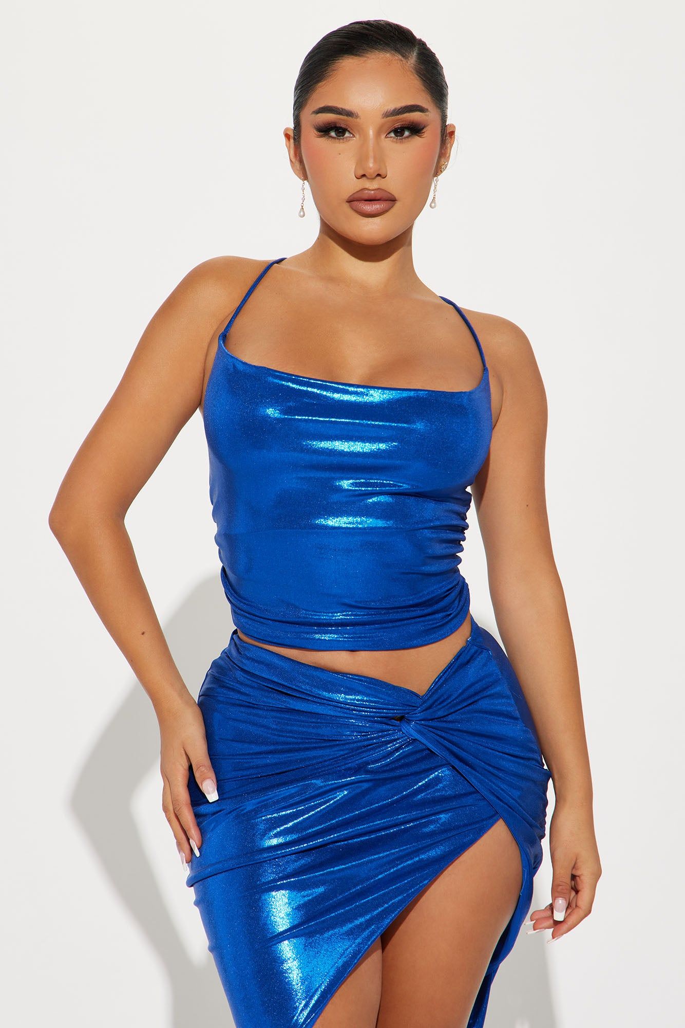 Maxine Metallic Skirt Set - Royal sold by Fashion Nova product image thumbnail 2