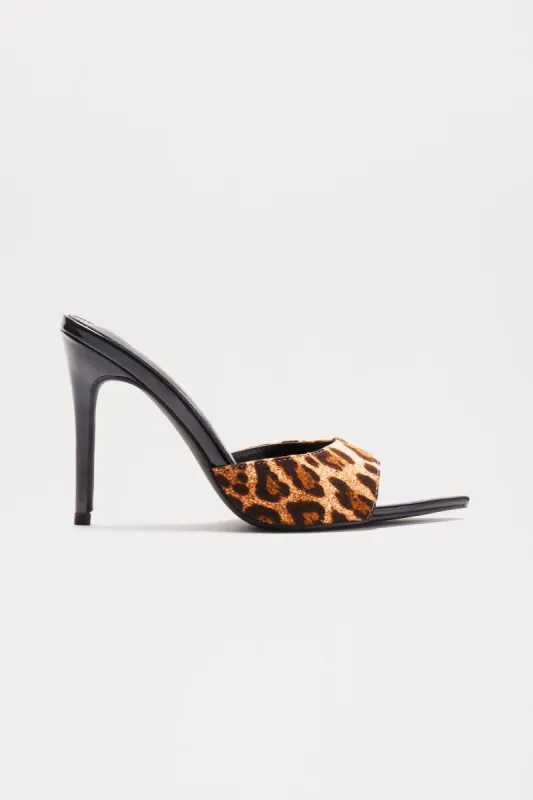 Trinity Heeled Mules - Leopard sold by Fashion Nova