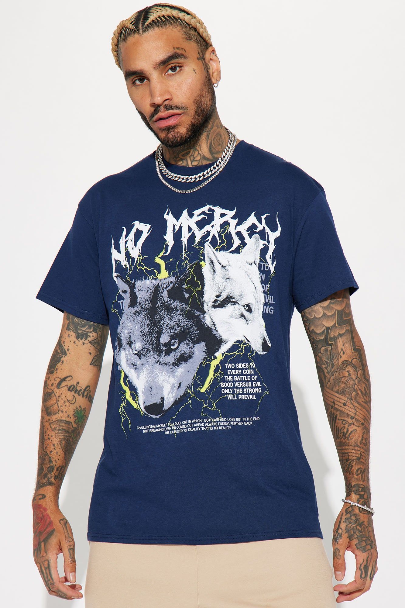 The Duel Short Sleeve Tee - Navy sold by Fashion Nova