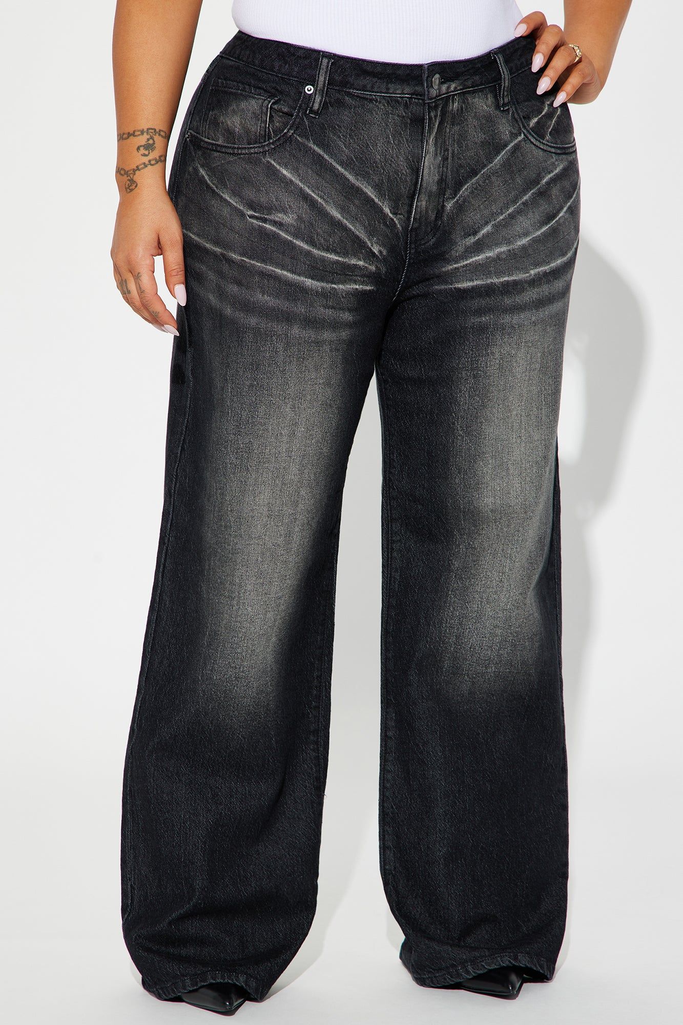 Fuel To The Flame Stretch Baggy Jeans - Black Wash sold by Fashion Nova product image thumbnail 5