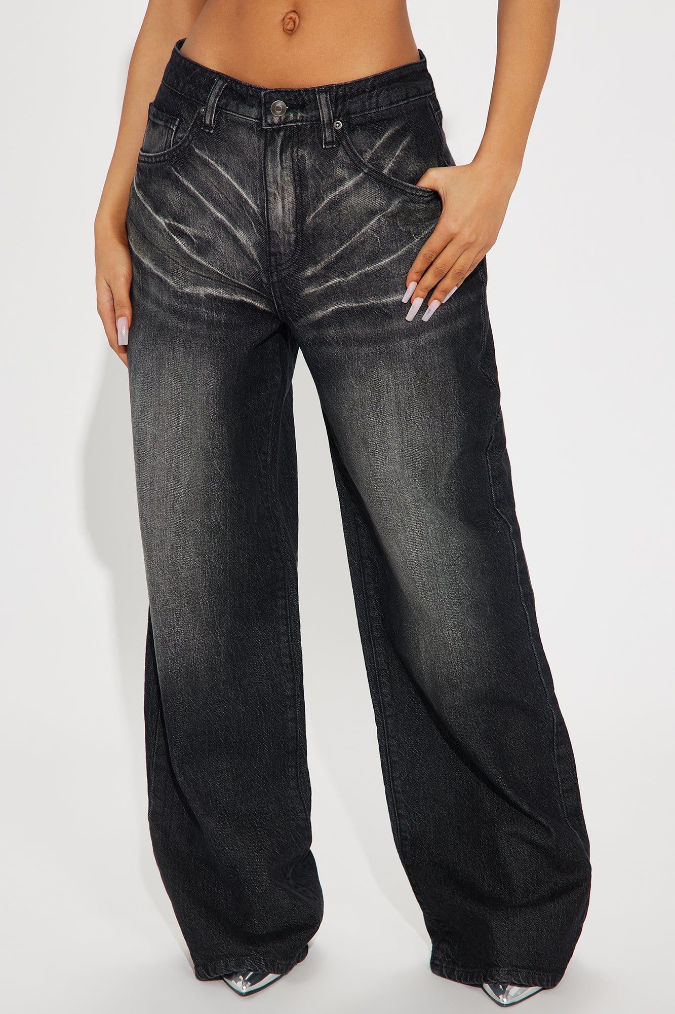 Fuel To The Flame Stretch Baggy Jeans - Black Wash sold by Fashion Nova product image thumbnail 2