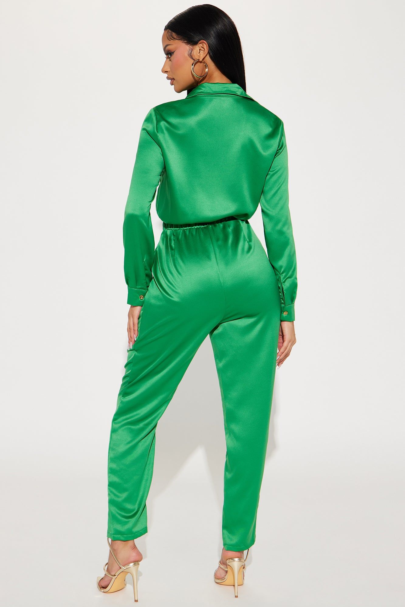 Street Jams Satin Jumpsuit - Emerald sold by Fashion Nova product image thumbnail 3