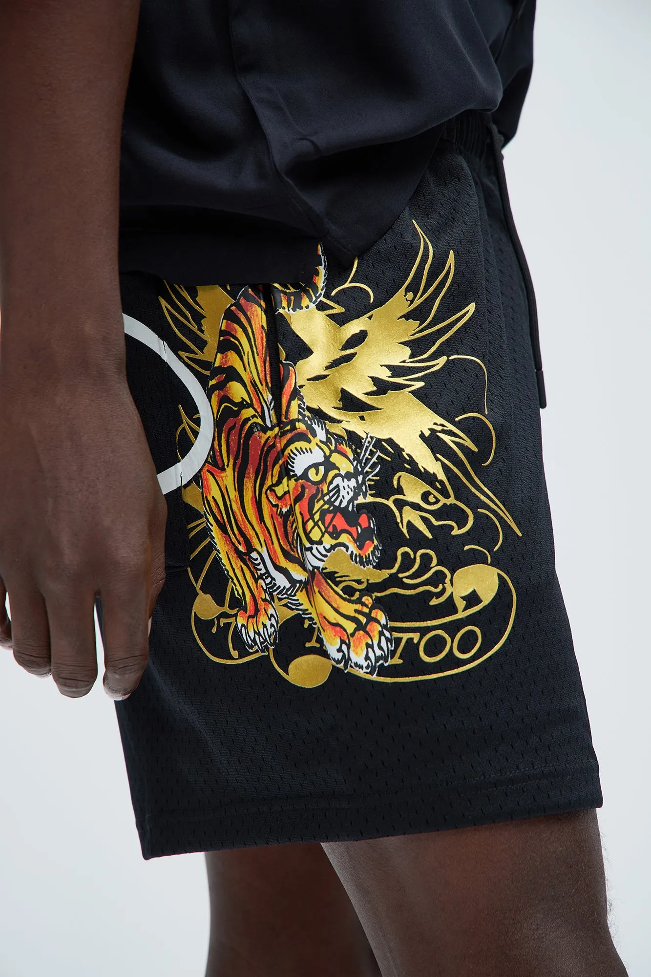 Ed Hardy Crawling Tiger Mesh Shorts - Black/combo sold by Fashion Nova product image thumbnail 4